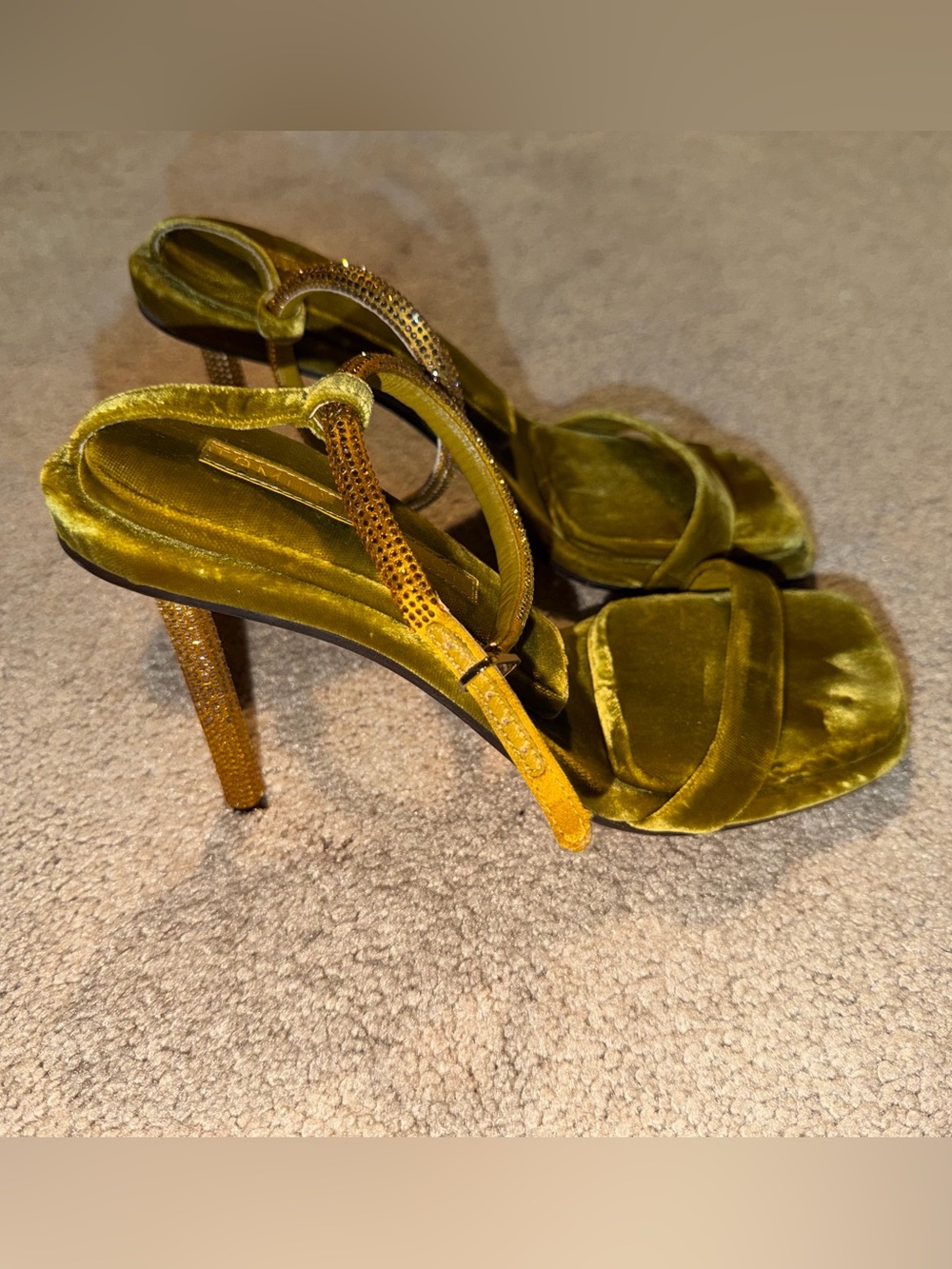 Tamara Mellon Stellar Sandals Topaz Crystal-Embellished Velvet Size 38 - Picture 4 of 5
